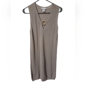 House Of Harlow 1960 Elegant Beige Knit Bathing Suit Cover Up with Bamboo Accent